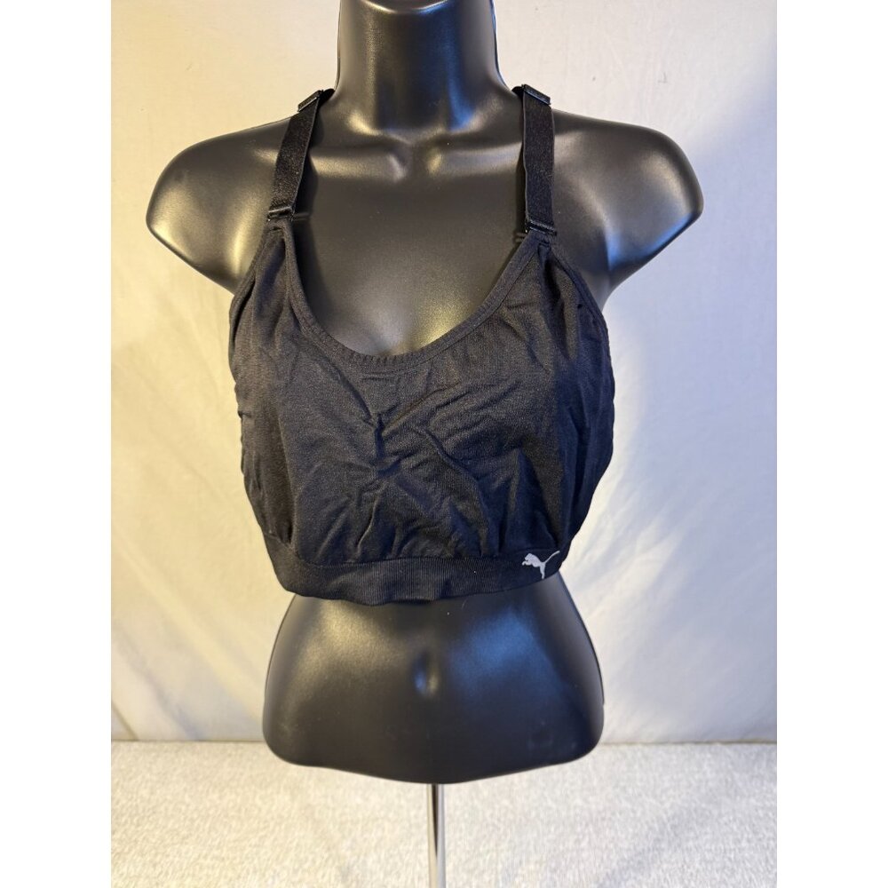 Puma Black Sports Bra Top Women’s XL Black Racerback Adjustable Straps Running